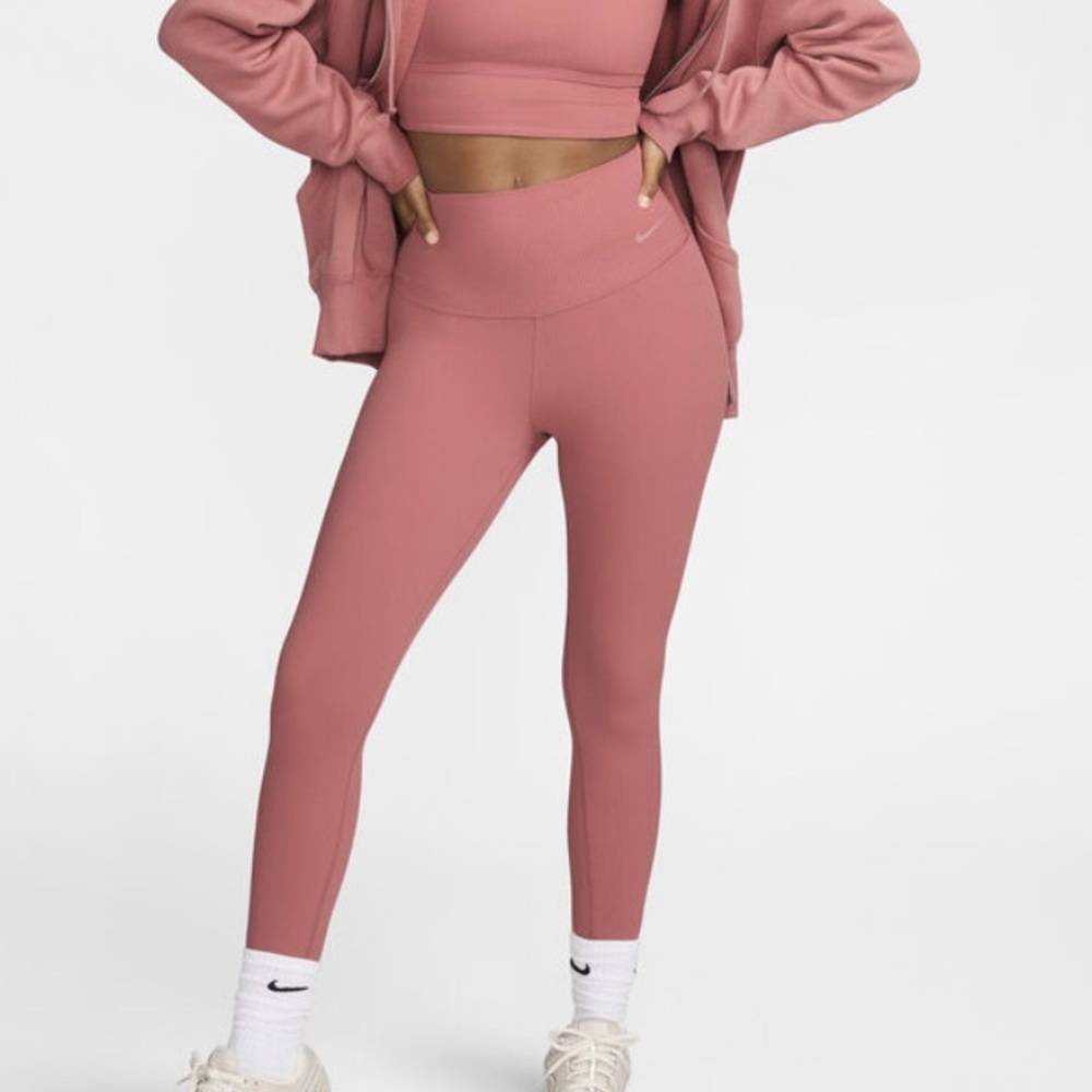 Nike Zenvy Rib High Waist 7/8 Leggings Women’s S Canyon Pink Dri-FIT